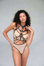 Stylish Leather Chest Harness with Chain Detail - SH1066