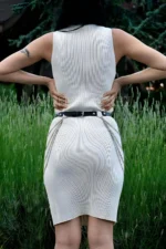 Stylish Adjustable Leather Belt with Chain, Chain Dress Belt - SH729 - Image 3