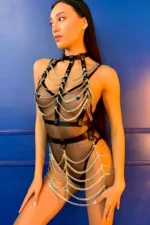 Chain Crop and Skirt Harness Set, Festival Stage Costume - SH1006 - Image 3
