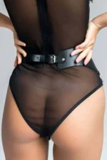 Chain Leather Belt, Stylish Waist Belt, Chain Detail Dress Belt - SH988 - Image 2