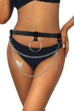 Stylish Leather Waist Harness with Chain - SH923