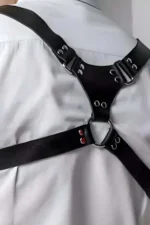 Siyah Deri Toka Detaylı Erkek Omuz Harness SHM205 - Image 3