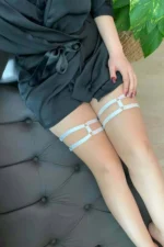 White Elastic Leg Band - SH54