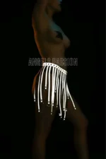 White Reflective Tassel Skirt, Evening Dress, Leggings and Shorts Accessory - SH579