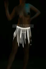 White Reflective Tassel Skirt, Evening Dress, Leggings and Shorts Accessory - SH579 - Image 4