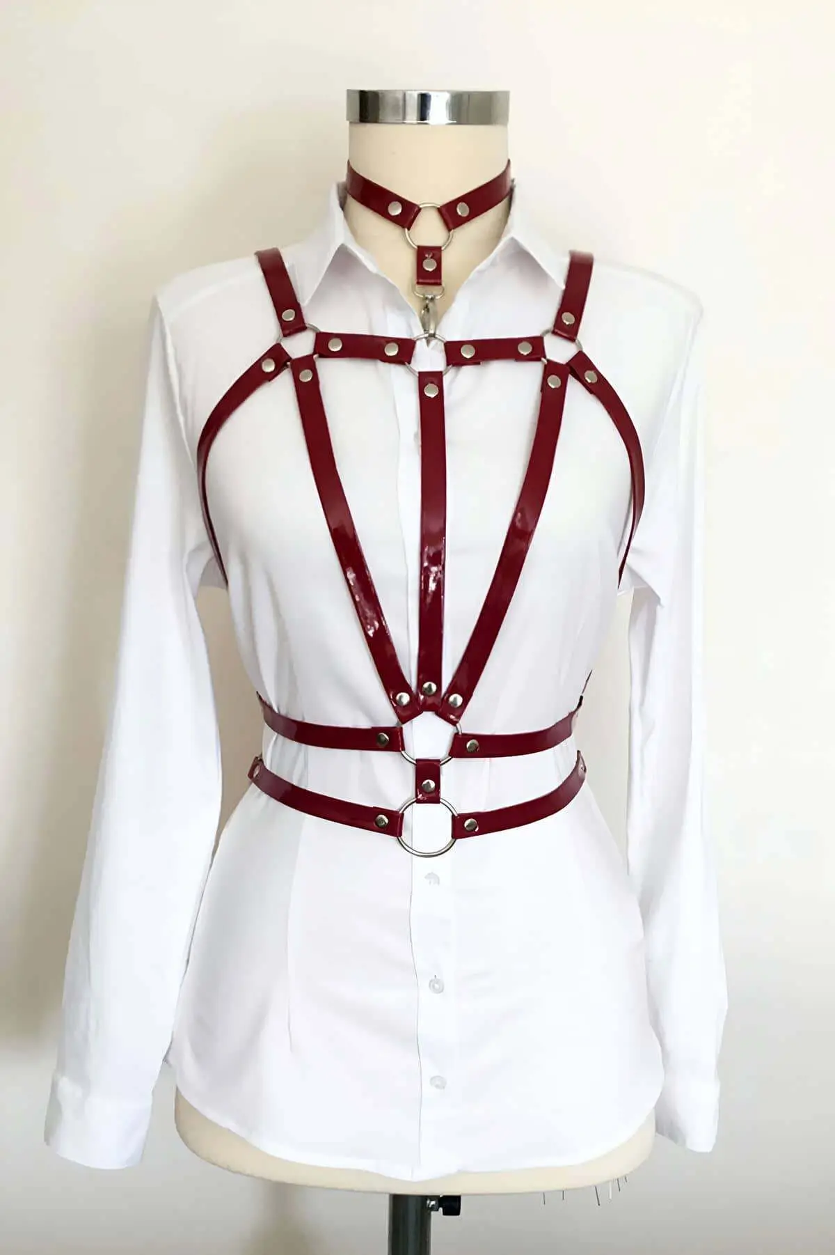 Neck-fastening Double-Row Triangle Leather Harness - SH115