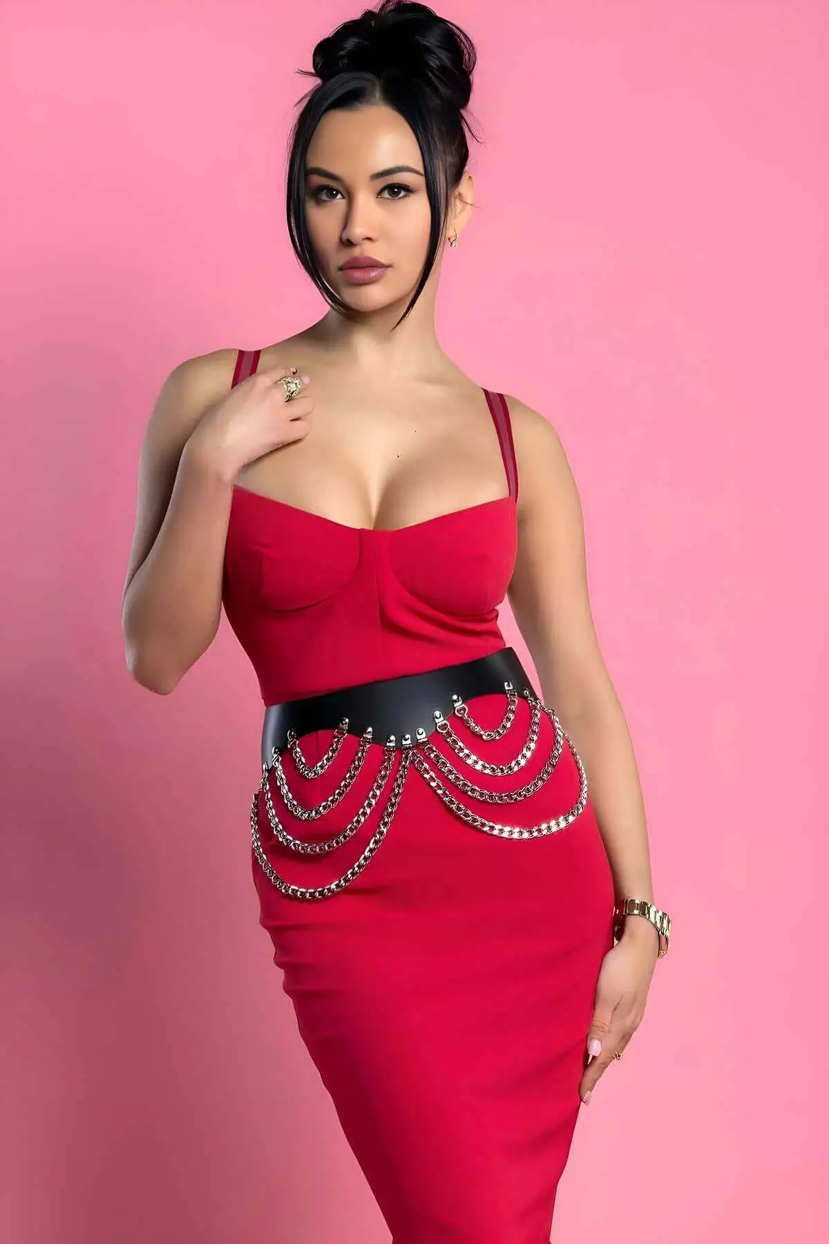 Leather Chain Waist Belt, Corset Harness - SH1096