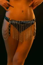 Zincir Detaylı Deri Mini Etek - Image 6