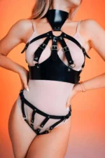 Fantasy Low-Cut Backless Panty Set with Leather Harness - SH1273 - Image 2
