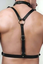 Siyah Deri Tokalı Boyun Tasmalı Erkek Harness SHM147 - Image 2