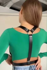 Ring Detail Shoulder Strap Adjustable Stylish Leather Waist Harness - SH643 - Image 3
