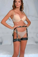 Elegant Leather Garter Harness with Ring Detail - SH1047 - Image 2