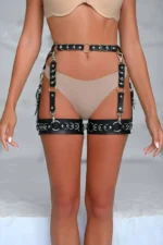 Elegant Leather Garter Harness with Ring Detail - SH1047 - Image 3