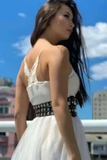 Adjustable, Stylish Leather Waist Corset Belt with Three Thin Straps for Dresses - SH641 - Image 2