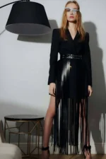 Elegant Leather Corset Belt Skirt with Adjustable Tassels for Dresses and Jackets - SH637