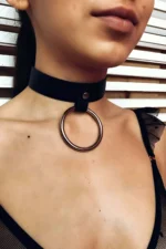 Siyah Deri Halkalı Choker Kolye SH306 - Image 2