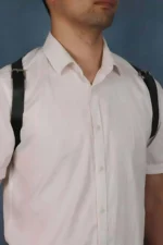 Siyah Deri Halka Detaylı Erkek Göğüs Harness SHM128 - Image 4