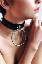 Siyah Çift Halkalı Deri Choker Tasma SH264 - Image 3