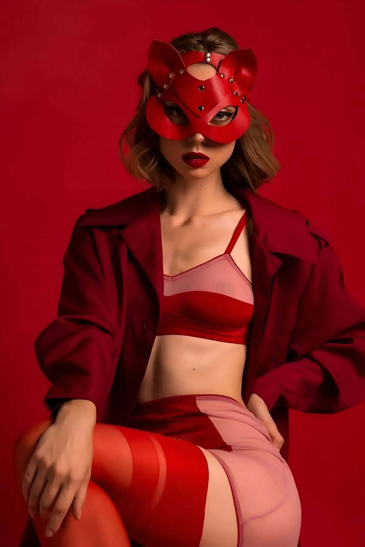 126421.webp Cat Ear Leather Fantasy Mask - SH782 - Image 1