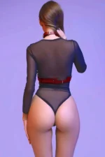 Bordo Deri Halka Detaylı Göğüs ve Boyun Harness SH841 - Image 3