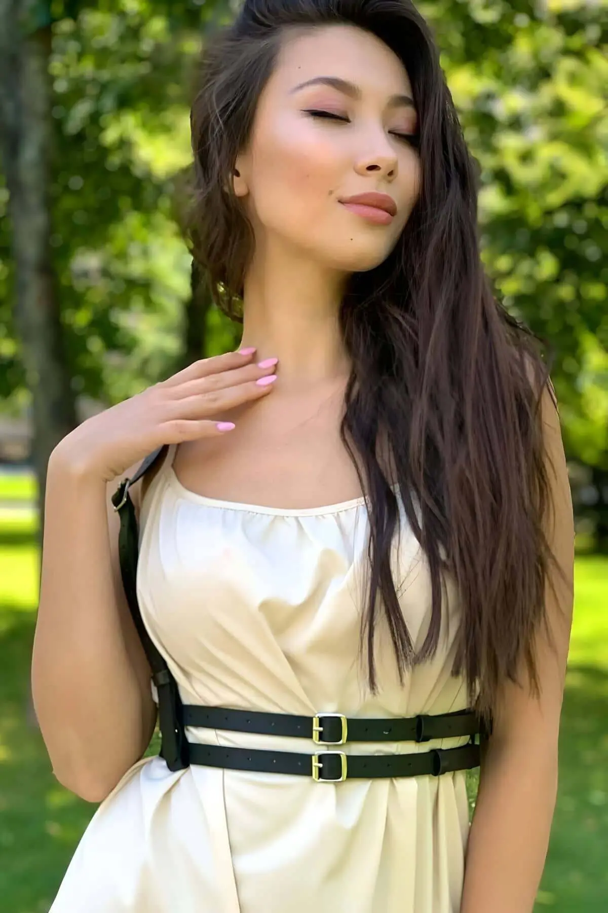 Thin Strap Shoulder Strap Adjustable Stylish Leather Harness Corset Belt - SH655