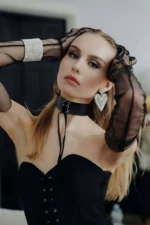 Stylish Leather Collar with Drawstring Closure - SH677 - Image 3