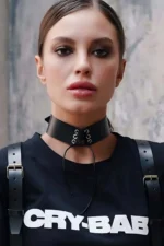 Stylish Leather Collar with Drawstring Closure - SH677 - Image 2