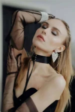 Stylish Leather Collar with Drawstring Closure - SH677