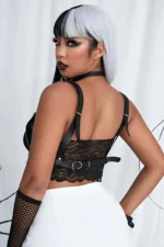 Stylish Leather Chain Chest Harness and Bracelet Set - SH952 - Image 2