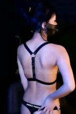 Stylish Leather Sexy Mask and Breast Harness Set - SH1315 - Image 2