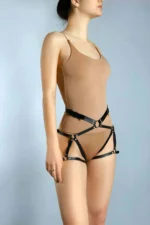 Siyah Deri Halka Detaylı Bel ve Bacak Harnesi SH1029 - Image 7
