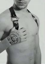 Siyah Deri Metal Halkalı Erkek Omuz Harness SHM33