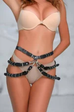 Siyah Deri Halka Detaylı Bel ve Basen Harness SH1037 - Image 5