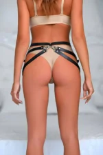 Siyah Deri Halka Detaylı Bel ve Basen Harness SH1037 - Image 6