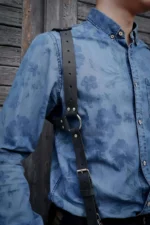 Siyah Deri Tokalı Erkek Sırt Harness SHM134 - Image 2