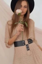 Stylish Leather Belt, Belt with Ring Detail - SH610