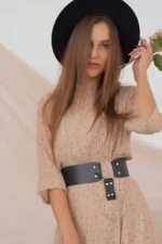 Stylish Leather Belt, Belt with Ring Detail - SH610 - Image 2