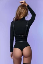 Stylish Leather Chest Harness, Leather Women's Fantasy Lingerie, Erotic Fantasy Leather Lingerie - SH1085 - Image 2