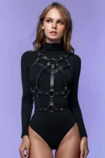 Stylish Leather Chest Harness, Leather Women's Fantasy Lingerie, Erotic Fantasy Leather Lingerie - SH1085