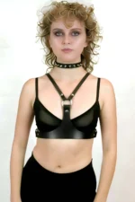 Stylish Leather Chest Harness and Studded Collar - SH1299