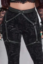 Siyah Deri Halka Detaylı Jartiyer Harness SH956