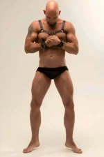 Zımbalı Deri Erkek Harness Tasma ve Kamçı Seti SHM102 - Image 4