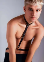 Siyah Deri Tasmalı Halkalı Erkek Harness SHM41