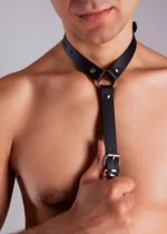 Siyah Deri Tasmalı Halkalı Erkek Harness SHM41 - Image 4