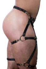 Erkek Siyah Halka Detaylı Harness ve Bacak Kemeri SHM189 - Image 5