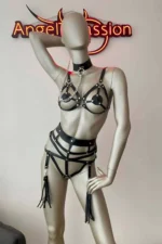 Erotic Lingerie Fantasy Leather Tassel Harness - Image 4
