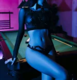 Siyah Deri Halka Detaylı Zımbalı Göğüs ve Külot Harness Takımı SH1008 - Image 6