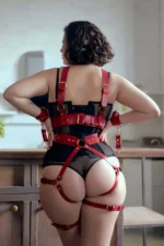 Fantasy Leather Harness Set, Handcuffed Leather Fantasy Apparel - SH1016 - Image 2