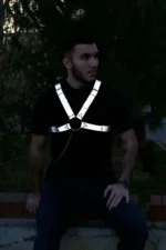 Reflektörlü Halkalı Zincir Detaylı Erkek Göğüs Harness SHM95 - Image 2