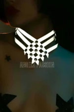 Reflektörlü Çoklu Şerit Zımba Detaylı Kafes Choker SH585